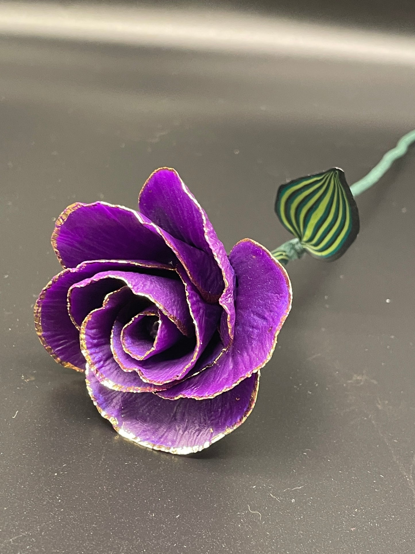 Gold Leaf Purple Rose