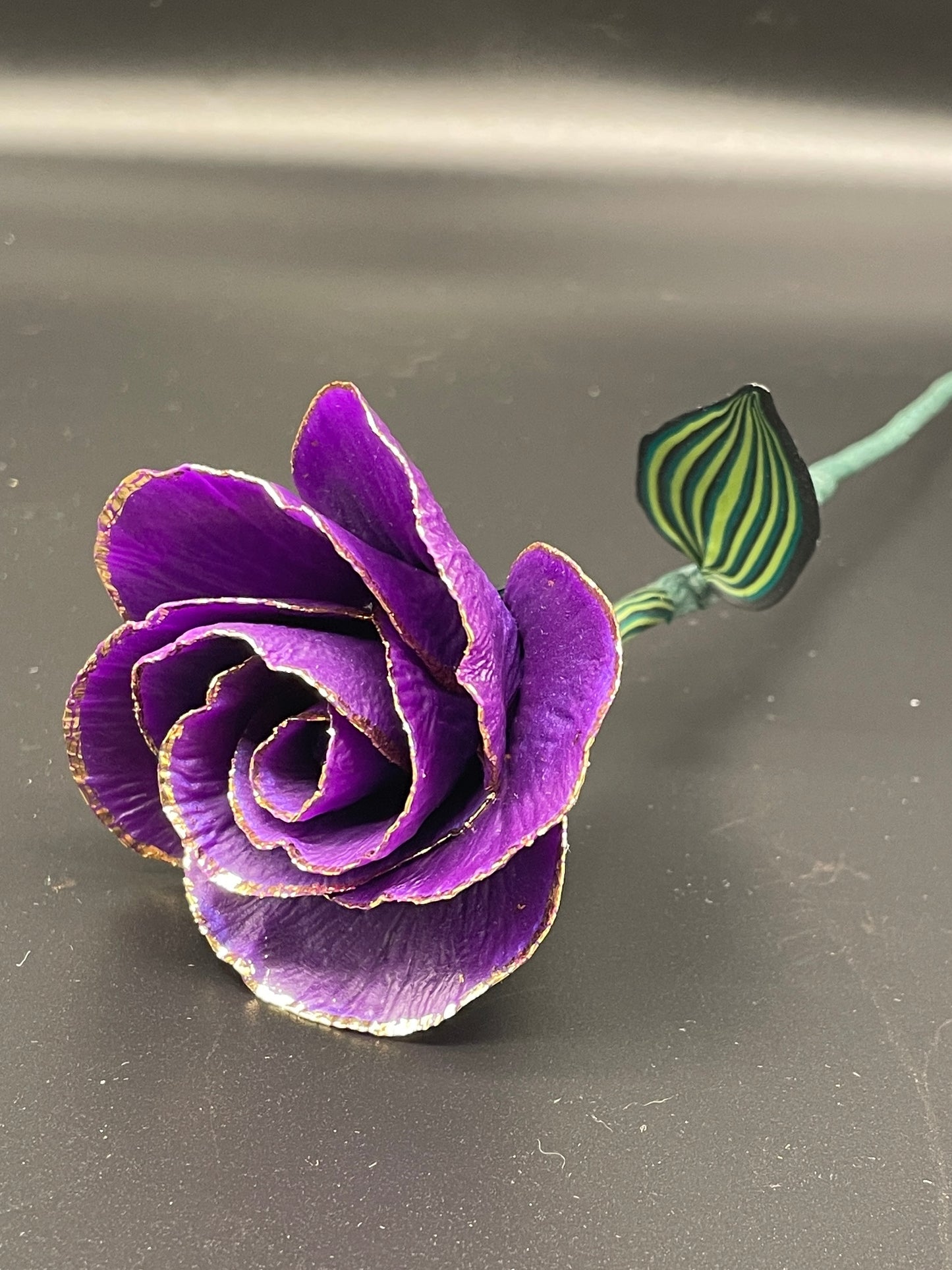 Gold Leaf Purple Rose