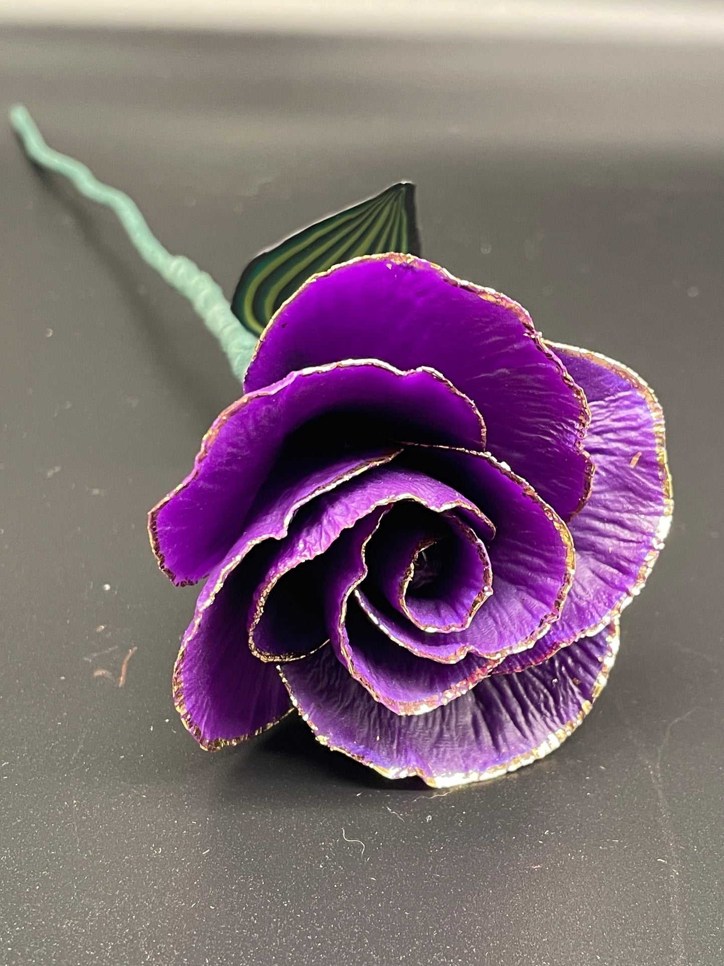 Gold Leaf Purple Rose