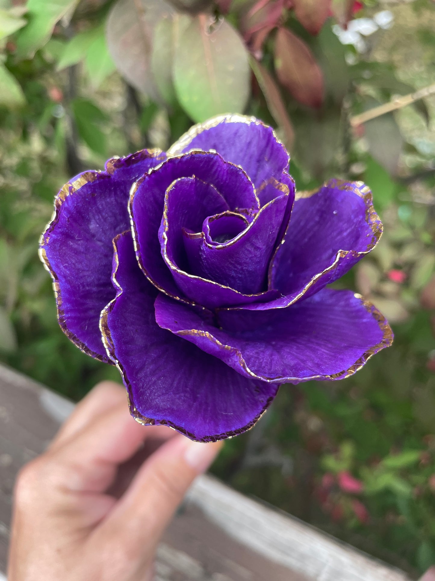 Gold Leaf Purple Rose