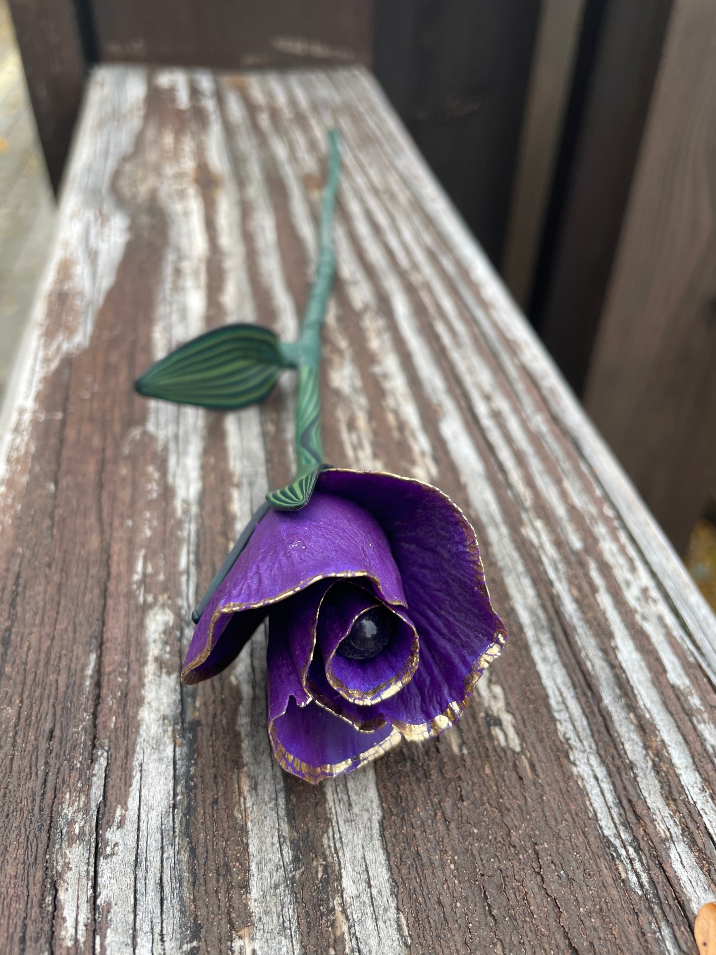 Gold Leaf Purple Rosebud