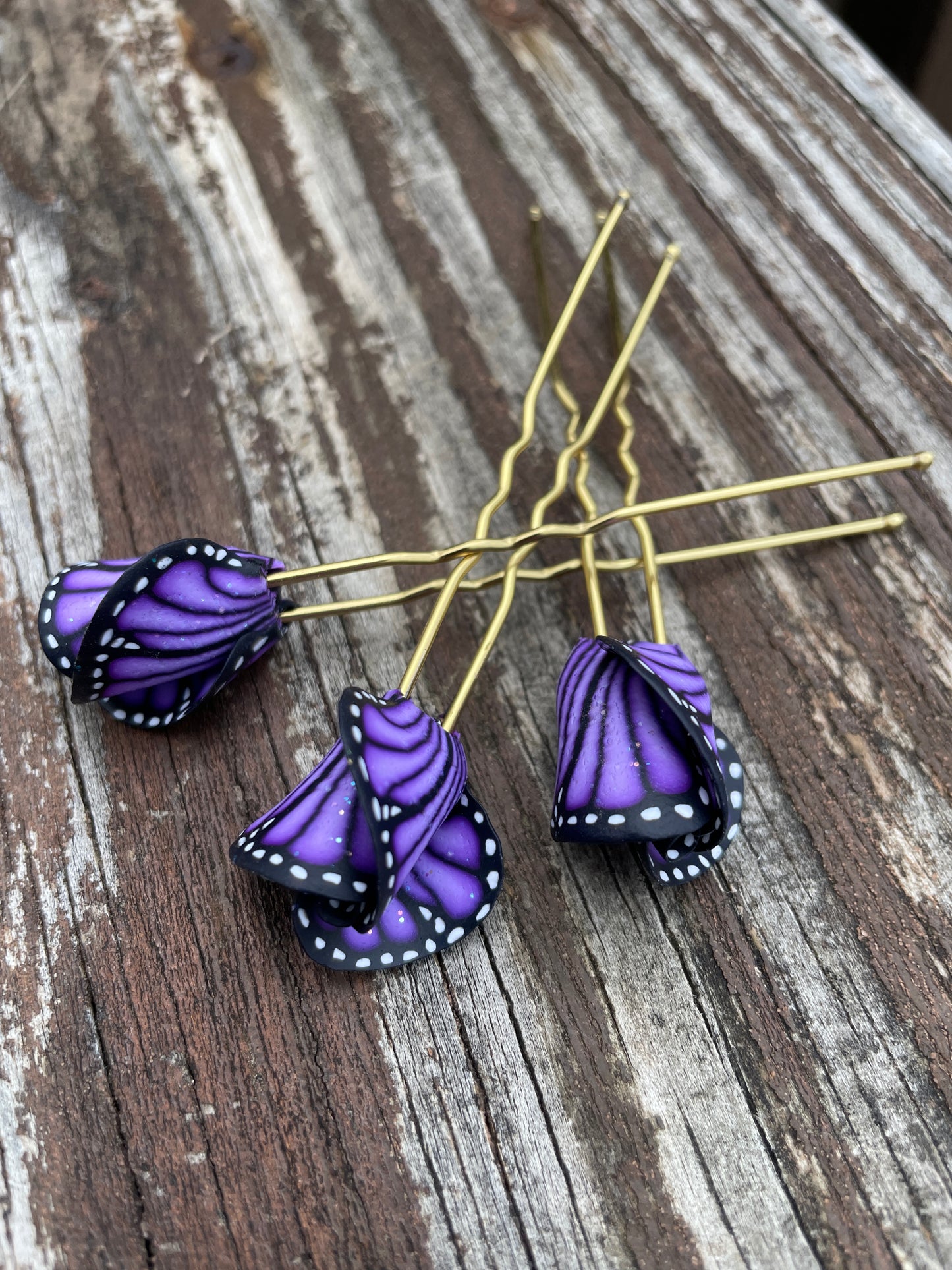 Purple Monarch Hairpins