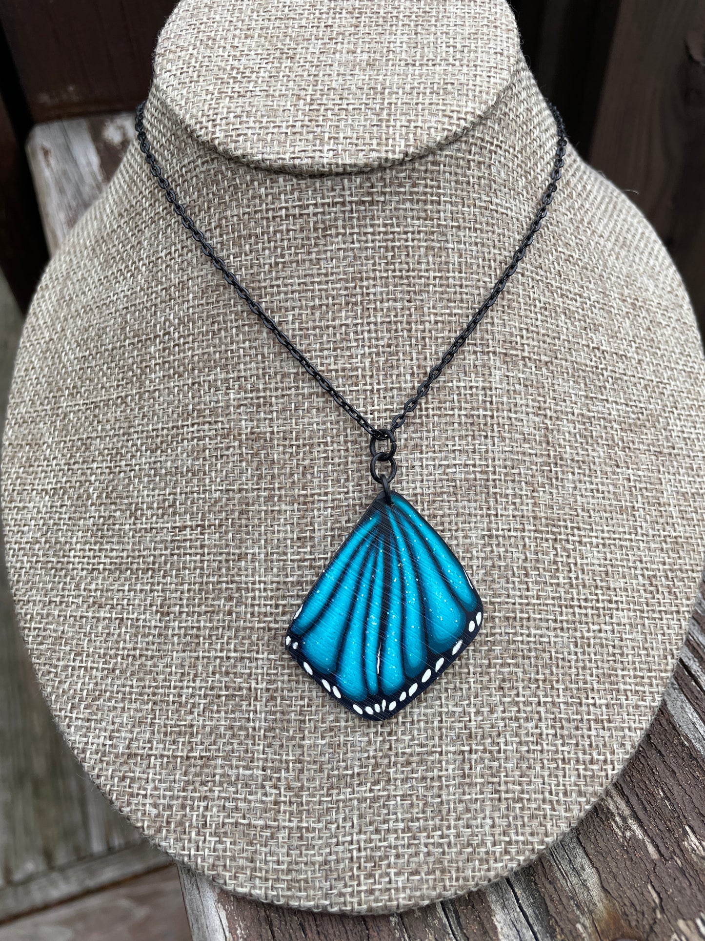 Teal Monarch necklace (single petal)