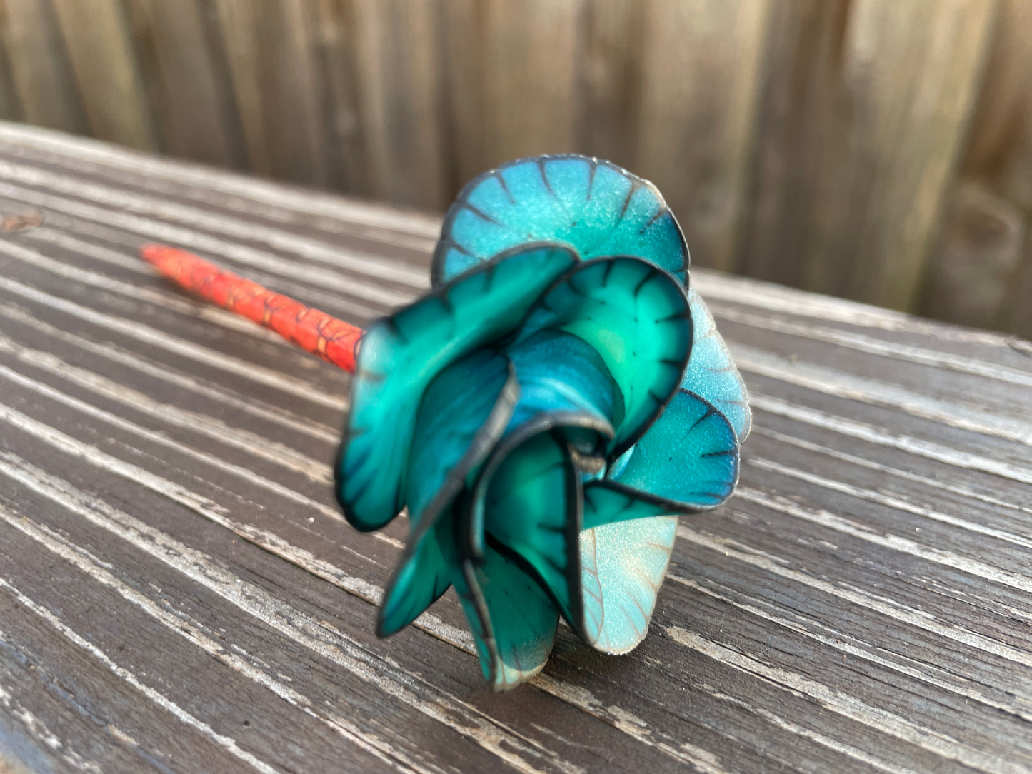 Turquoise and Black Rose Hair Stick