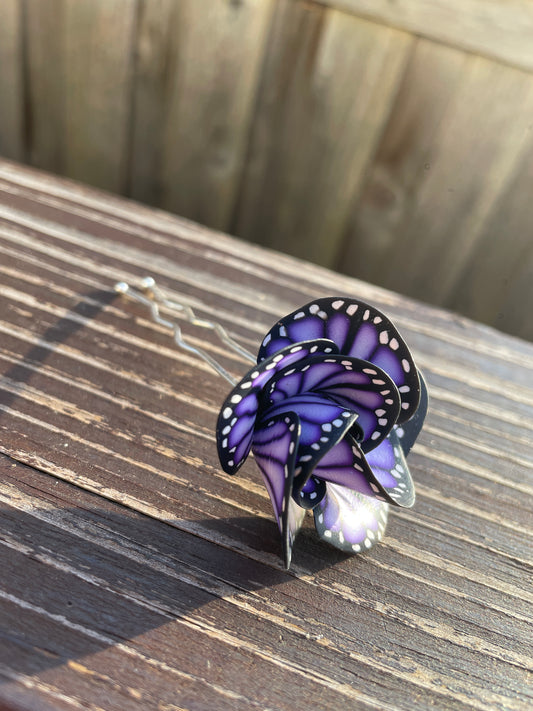 Lavender Monarch Hair Pin