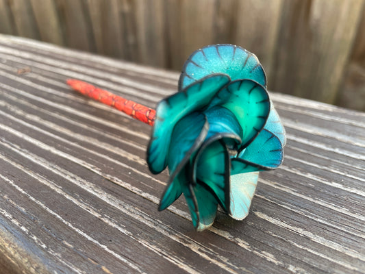 Turquoise and Black Rose Hair Stick