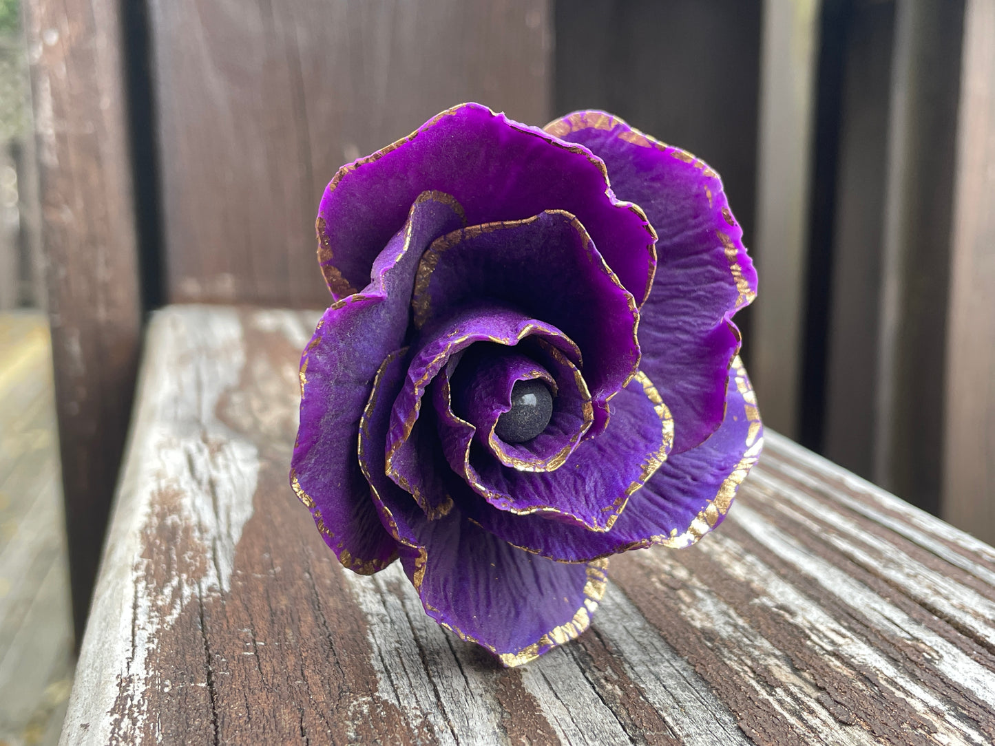 Gold Leaf Purple Rose