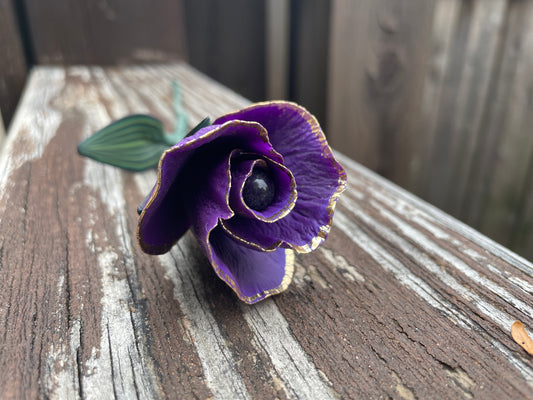 Gold Leaf Purple Rosebud